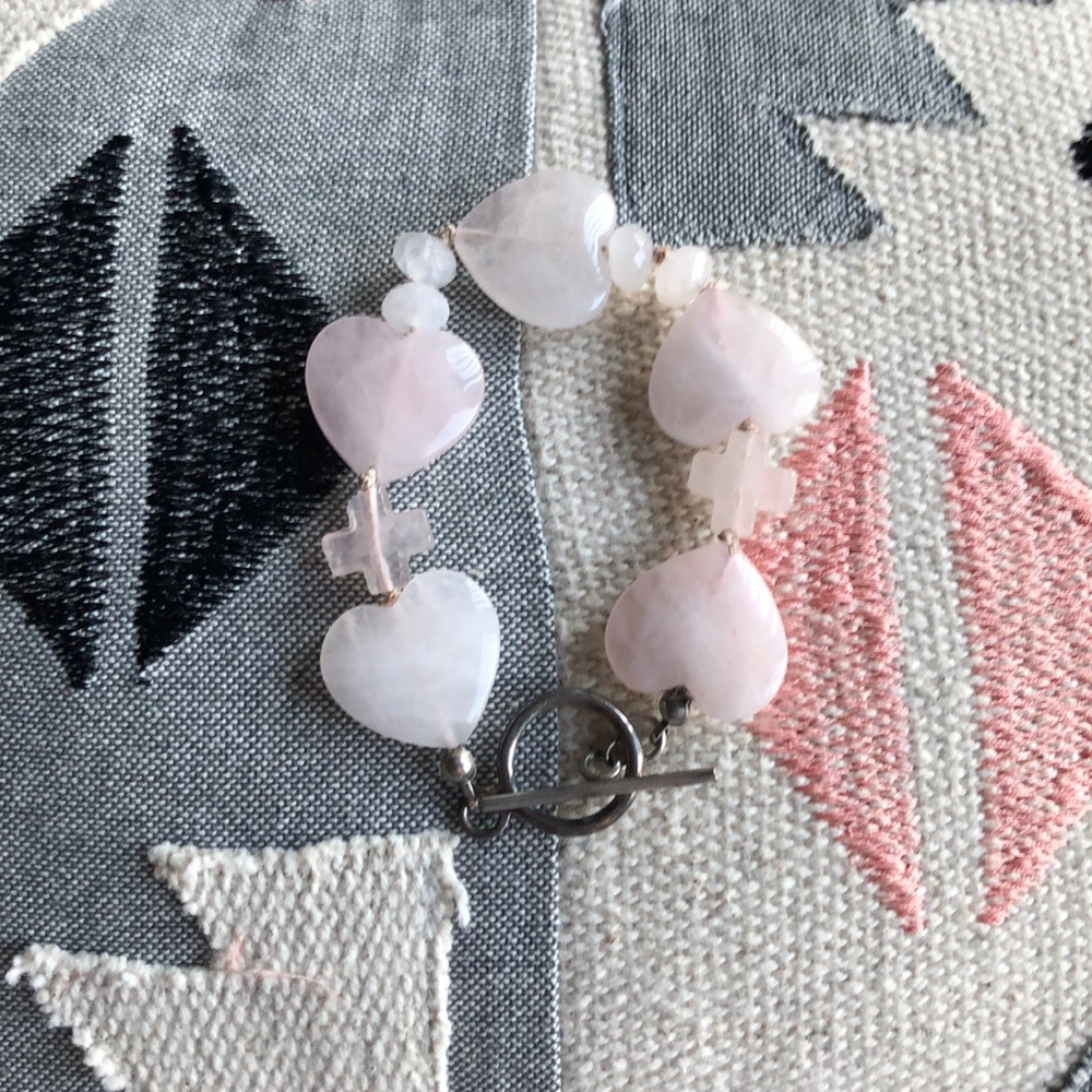 Pink stone bracelet.